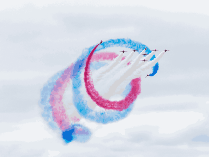 RAF Red Arrows Nine Hawks Smoke Rings Jordanstown June 2024