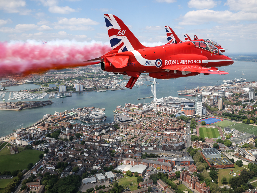 RAF Red Arrows Red Smoke Spinnaker Tower Portsmouth June 2024