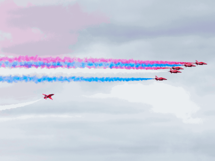 RAF Red Arrows Six Hawks Colour Smoke Jordanstown June 2024