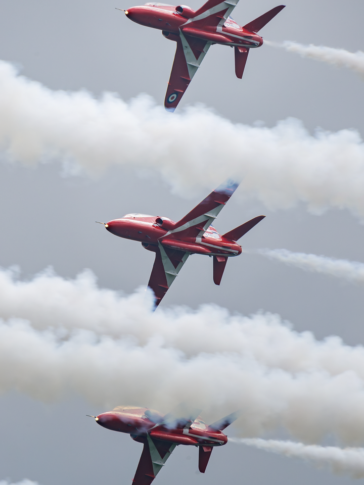 RAF Red Arrows Three Hawks Banking Midlands May 2024