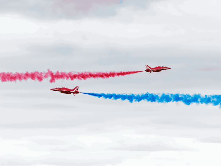 RAF Red Arrows Two Hawks Crossing Jordanstown June 2024
