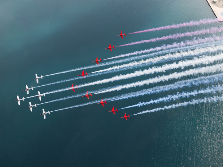 RAF Red Arrows and Wings of Storm Mixed Formation April 2024