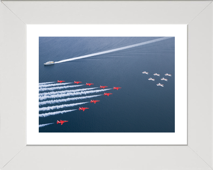 RAF Red Arrows and Wings of Storm Over Boat Wake April 2024