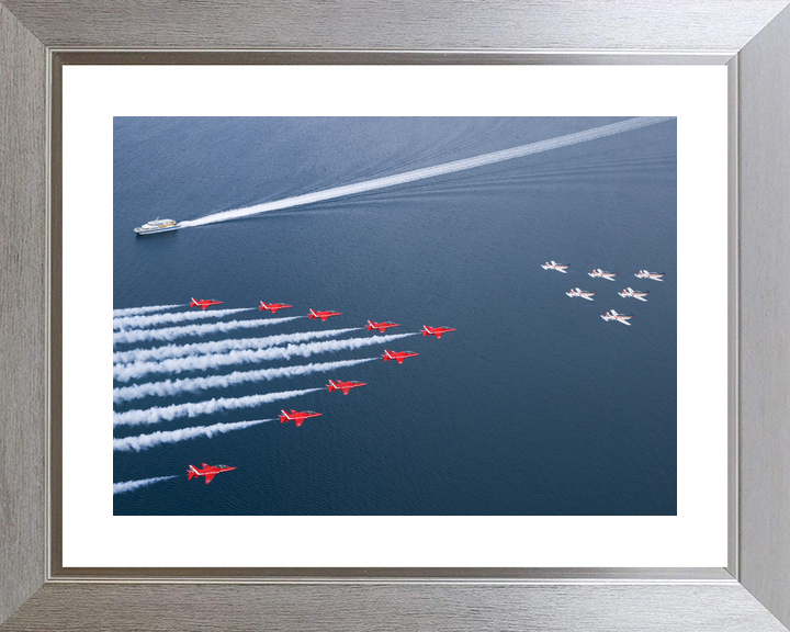 RAF Red Arrows and Wings of Storm Over Boat Wake April 2024