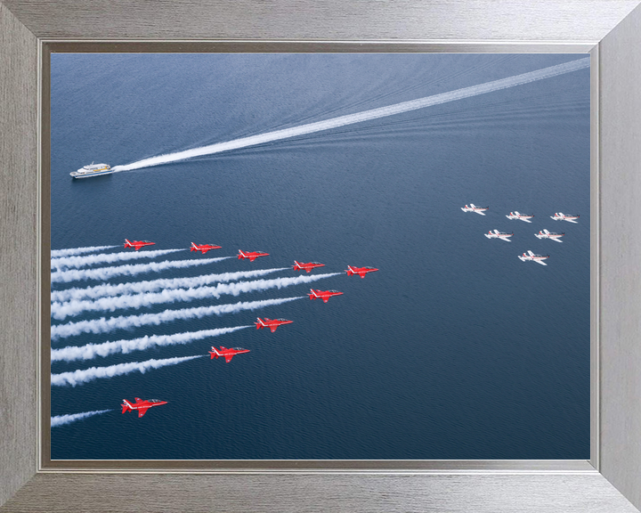 RAF Red Arrows and Wings of Storm Over Boat Wake April 2024