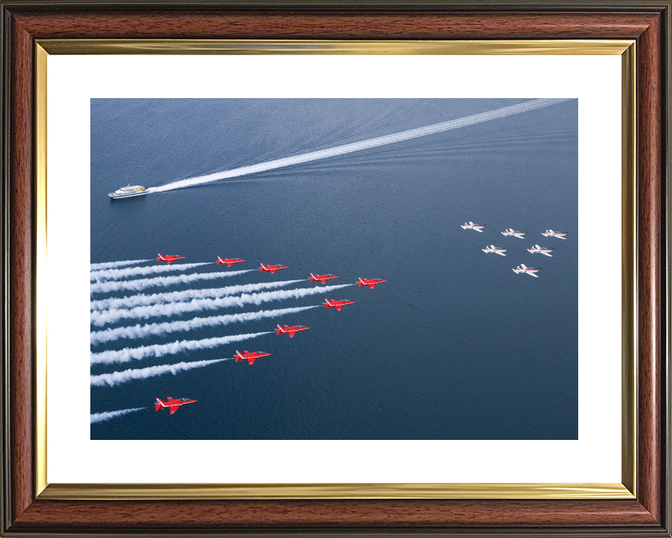 RAF Red Arrows and Wings of Storm Over Boat Wake April 2024