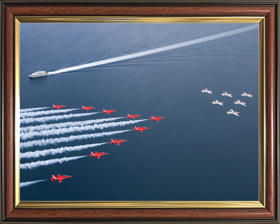 RAF Red Arrows and Wings of Storm Over Boat Wake April 2024