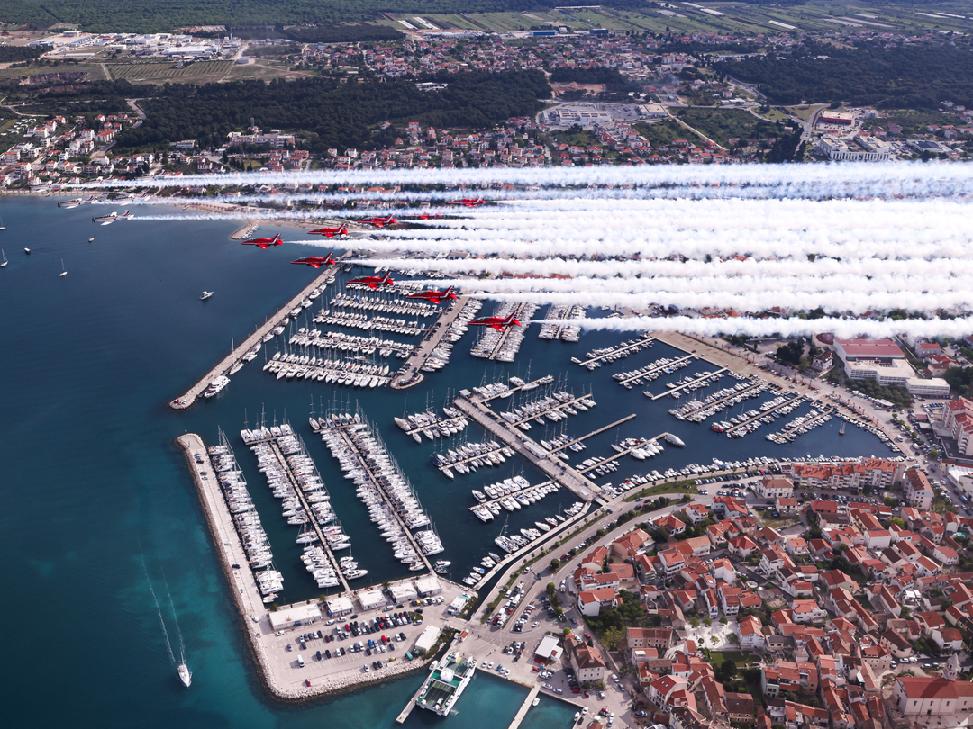 RAF Red Arrows and Wings of Storm Over Marina April 2024