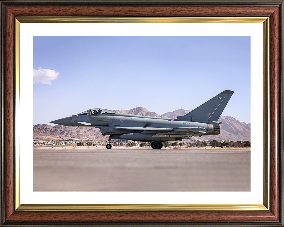 RAF 6 Squadron Typhoon on a Runway Photo Print Royal Air Force Aircraft Wall Art Aviation Decor Posters, Prints, & Visual Artwork Hampshire Prints 10 x 8 Classic Frame Yes