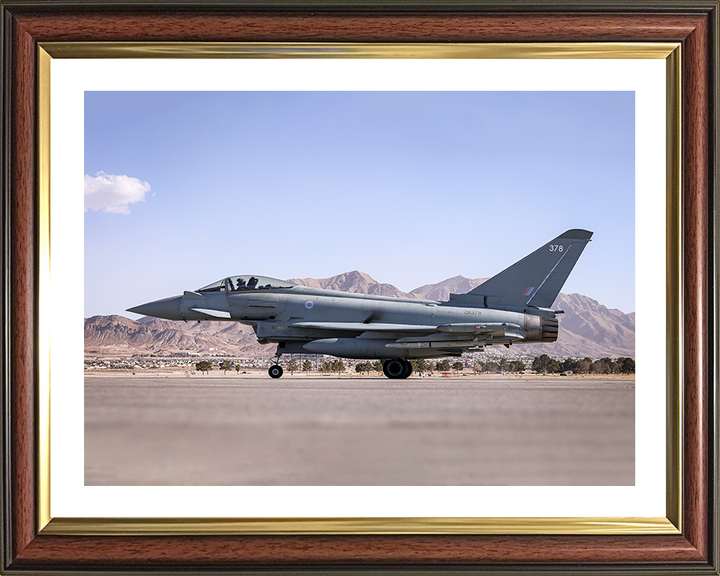 RAF 6 Squadron Typhoon on a Runway Photo Print Royal Air Force Aircraft Wall Art Aviation Decor Posters, Prints, & Visual Artwork Hampshire Prints 10 x 8 Classic Frame Yes