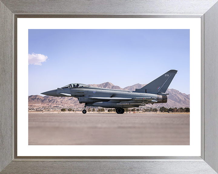 RAF 6 Squadron Typhoon on a Runway Photo Print Royal Air Force Aircraft Wall Art Aviation Decor Posters, Prints, & Visual Artwork Hampshire Prints 10 x 8 Silver Frame Yes