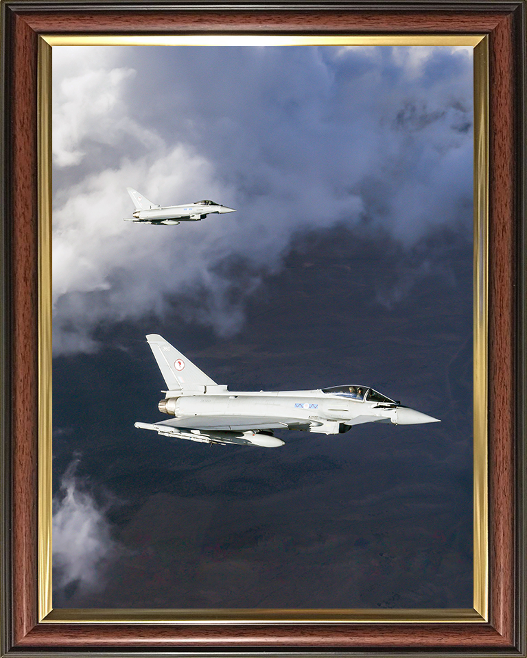 RAF 6 Squadron Typhoons in flight Portrait Royal Air Force Aircraft Wall Art Aviation Decor Posters, Prints, & Visual Artwork Hampshire Prints 10 x 8 Classic Frame No