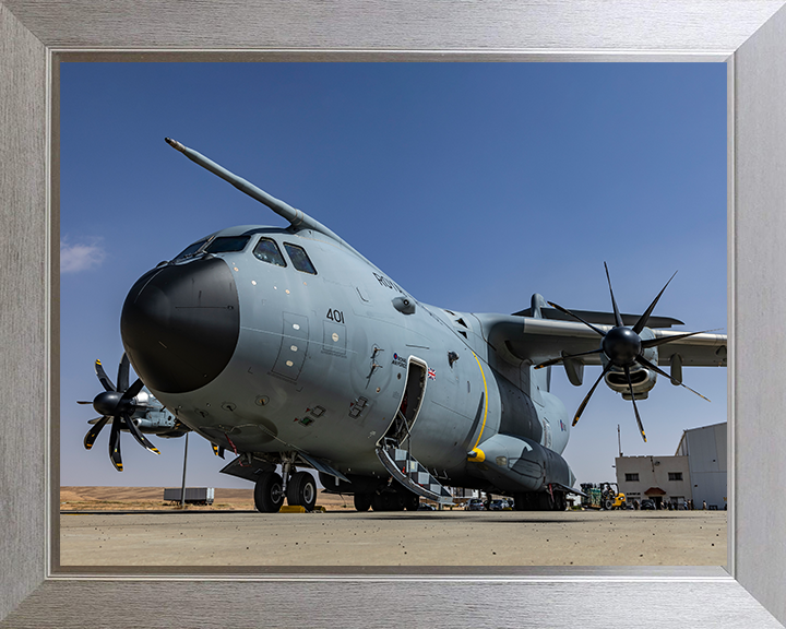 RAF A400M Atlas on the ground Photo Print Royal Air Force Aircraft Wall Art Aviation Decor Posters, Prints, & Visual Artwork Hampshire Prints 10 x 8 Silver Frame No