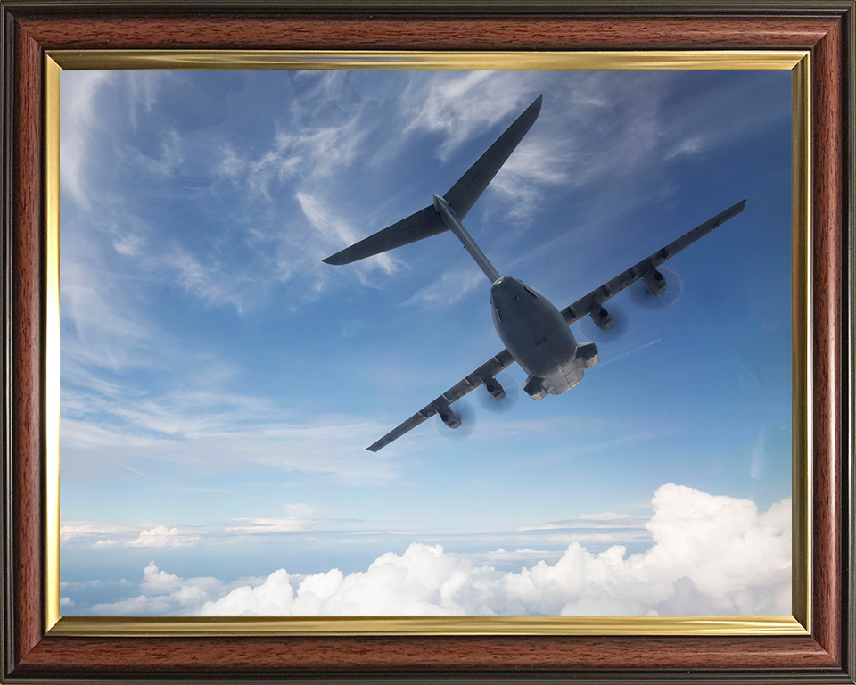 RAF A400M in flight Photo Print Royal Air Force Aircraft Wall Art Aviation Decor Poster Posters, Prints, & Visual Artwork Hampshire Prints 10 x 8 Classic Frame No