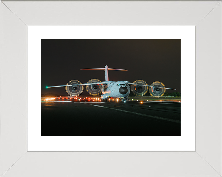 RAF Atlas A400M Powering up 2025 Royal Air Force Aircraft Photo Print Wall Art Aviation Decor UK Posters, Prints, & Visual Artwork Hampshire Prints 10 x 8 White Frame Yes