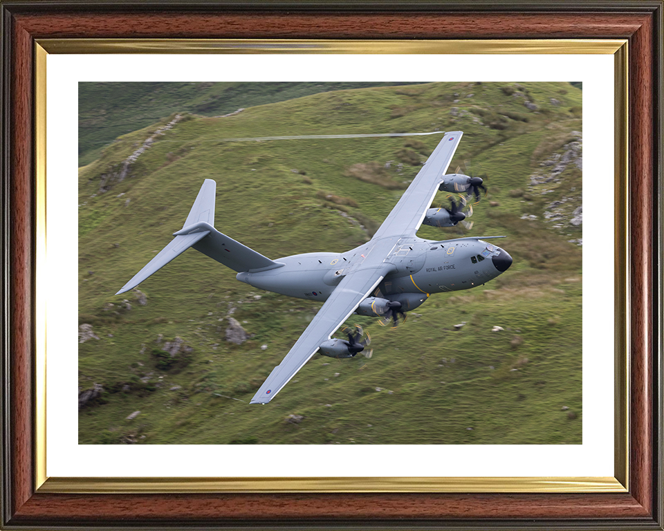 RAF Atlas A400M in flight over Wales Photo Print Royal Air Force Aircraft Wall Art Aviation Decor Posters, Prints, & Visual Artwork Hampshire Prints 10 x 8 Classic Frame Yes