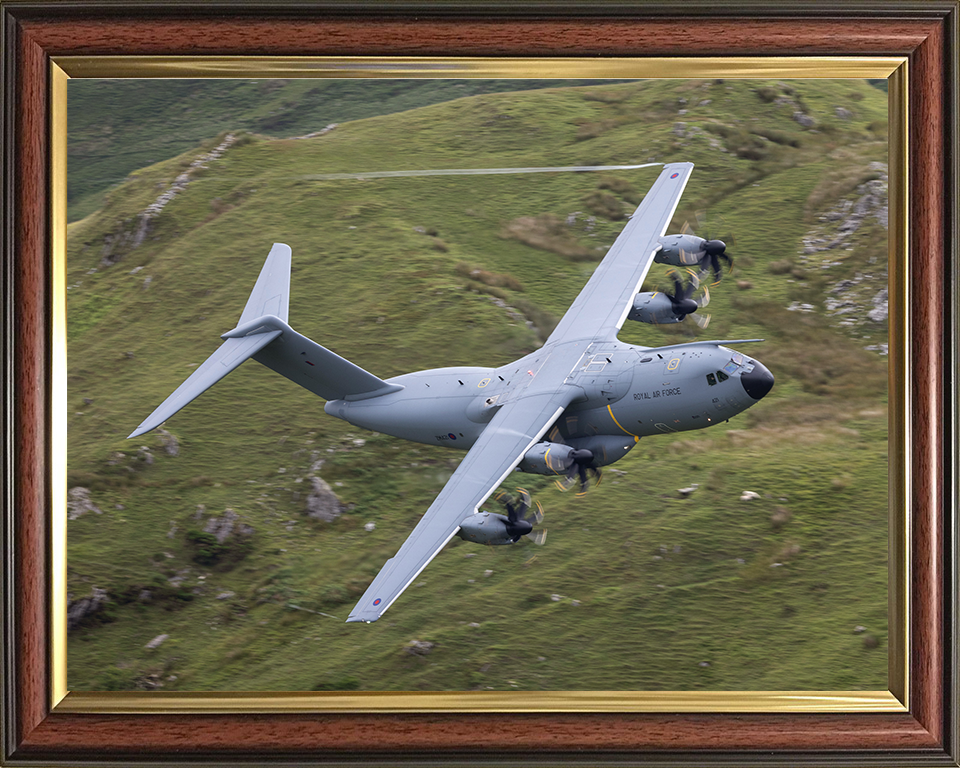 RAF Atlas A400M in flight over Wales Photo Print Royal Air Force Aircraft Wall Art Aviation Decor Posters, Prints, & Visual Artwork Hampshire Prints 10 x 8 Classic Frame No