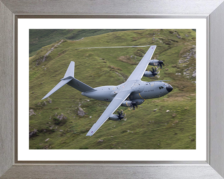 RAF Atlas A400M in flight over Wales Photo Print Royal Air Force Aircraft Wall Art Aviation Decor Posters, Prints, & Visual Artwork Hampshire Prints 10 x 8 Silver Frame Yes