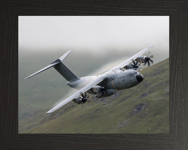 RAF Atlas A400M flying Photo Print Royal Air Force Aircraft Wall Art Aviation Decor Poster Posters, Prints, & Visual Artwork Hampshire Prints 10 x 8 Black Frame No