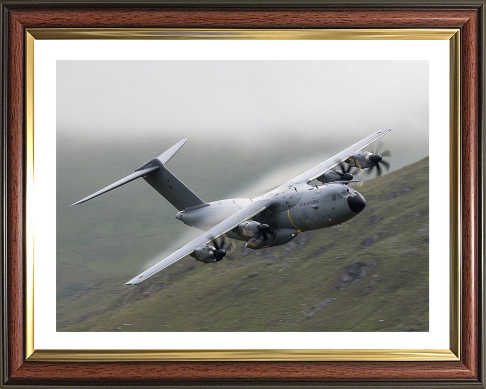 RAF Atlas A400M flying Photo Print Royal Air Force Aircraft Wall Art Aviation Decor Poster Posters, Prints, & Visual Artwork Hampshire Prints 10 x 8 Classic Frame Yes
