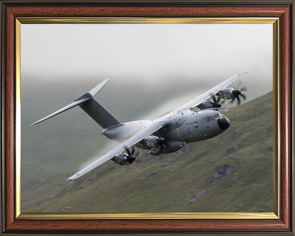 RAF Atlas A400M flying Photo Print Royal Air Force Aircraft Wall Art Aviation Decor Poster Posters, Prints, & Visual Artwork Hampshire Prints 10 x 8 Classic Frame No
