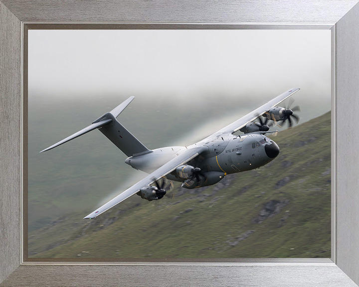 RAF Atlas A400M flying Photo Print Royal Air Force Aircraft Wall Art Aviation Decor Poster Posters, Prints, & Visual Artwork Hampshire Prints 10 x 8 Silver Frame No