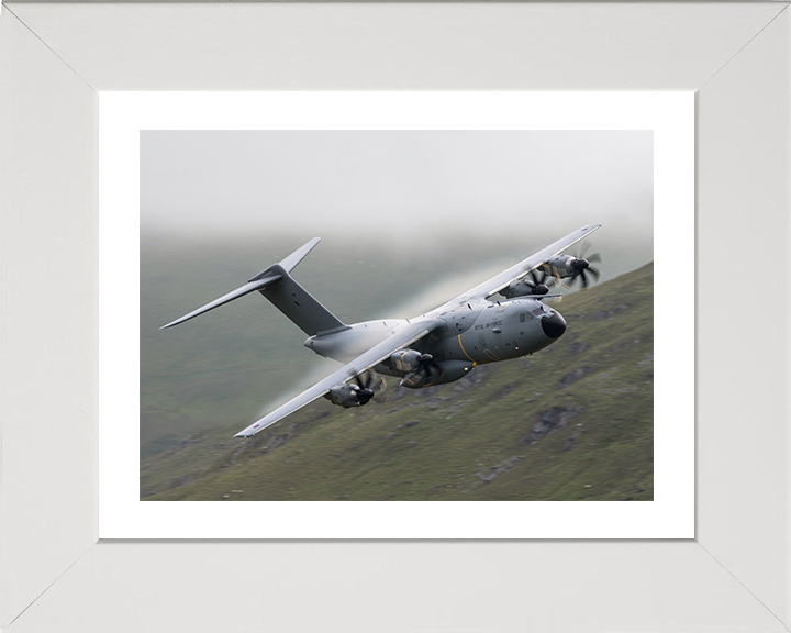 RAF Atlas A400M flying Photo Print Royal Air Force Aircraft Wall Art Aviation Decor Poster Posters, Prints, & Visual Artwork Hampshire Prints 10 x 8 White Frame Yes