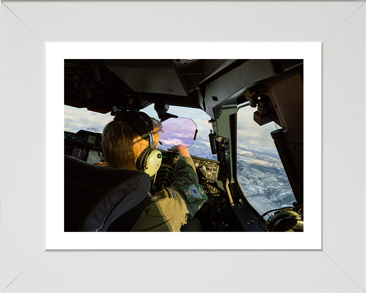 RAF Atlas C.1 A400M Cockpit Photo Print Royal Air Force Wall Art Aviation Decor Poster Posters, Prints, & Visual Artwork Hampshire Prints 10 x 8 White Frame Yes