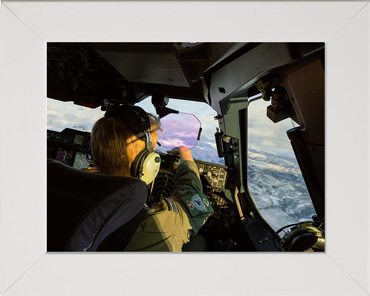 RAF Atlas C.1 A400M Cockpit Photo Print Royal Air Force Wall Art Aviation Decor Poster Posters, Prints, & Visual Artwork Hampshire Prints 10 x 8 White Frame No