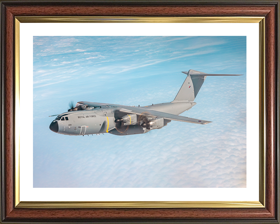 RAF Atlas C.1 A400M in flight Photo Print Royal Air Force Aircraft Wall Art Aviation Decor Posters, Prints, & Visual Artwork Hampshire Prints 10 x 8 Classic Frame Yes