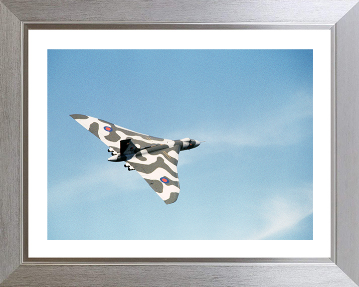 RAF Avro Vulcan Bomber Flying Photo Print Royal Air Force Aircraft Wall Art Aviation Decor Poster Posters, Prints, & Visual Artwork Hampshire Prints 10 x 8 Silver Frame Yes