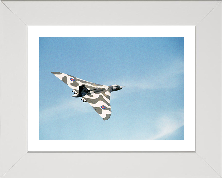 RAF Avro Vulcan Bomber Flying Photo Print Royal Air Force Aircraft Wall Art Aviation Decor Poster Posters, Prints, & Visual Artwork Hampshire Prints 10 x 8 White Frame Yes