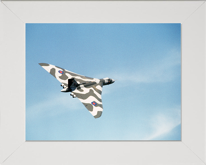 RAF Avro Vulcan Bomber Flying Photo Print Royal Air Force Aircraft Wall Art Aviation Decor Poster Posters, Prints, & Visual Artwork Hampshire Prints 10 x 8 White Frame No