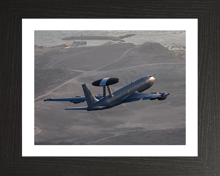 RAF Boeing E-3D Sentry AWACS Photo Print Royal Air Force Aircraft Wall Art Aviation Decor Poster Posters, Prints, & Visual Artwork Hampshire Prints 10 x 8 Black Frame Yes