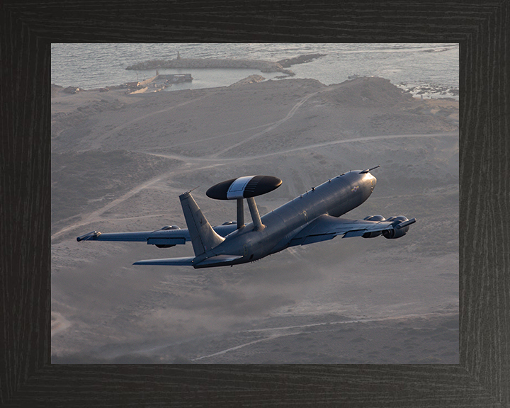 RAF Boeing E-3D Sentry AWACS Photo Print Royal Air Force Aircraft Wall Art Aviation Decor Poster Posters, Prints, & Visual Artwork Hampshire Prints 10 x 8 Black Frame No
