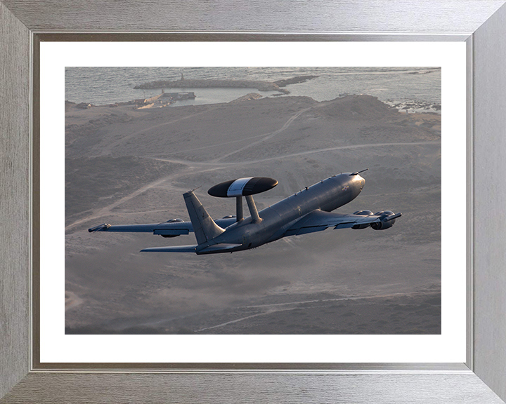 RAF Boeing E-3D Sentry AWACS Photo Print Royal Air Force Aircraft Wall Art Aviation Decor Poster Posters, Prints, & Visual Artwork Hampshire Prints 10 x 8 Silver Frame Yes