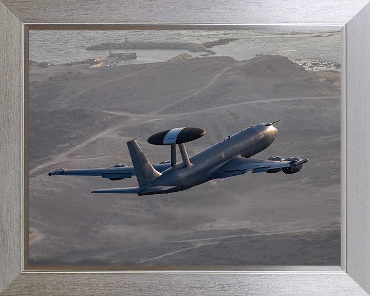 RAF Boeing E-3D Sentry AWACS Photo Print Royal Air Force Aircraft Wall Art Aviation Decor Poster Posters, Prints, & Visual Artwork Hampshire Prints 10 x 8 Silver Frame No