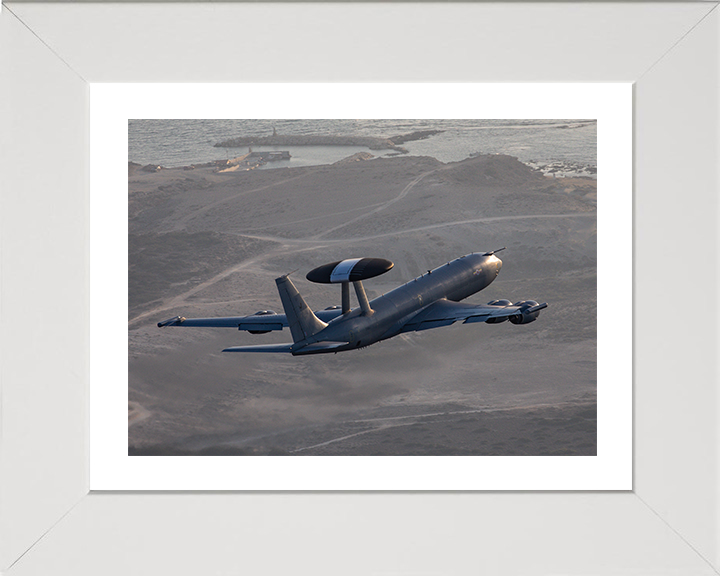 RAF Boeing E-3D Sentry AWACS Photo Print Royal Air Force Aircraft Wall Art Aviation Decor Poster Posters, Prints, & Visual Artwork Hampshire Prints 10 x 8 White Frame Yes