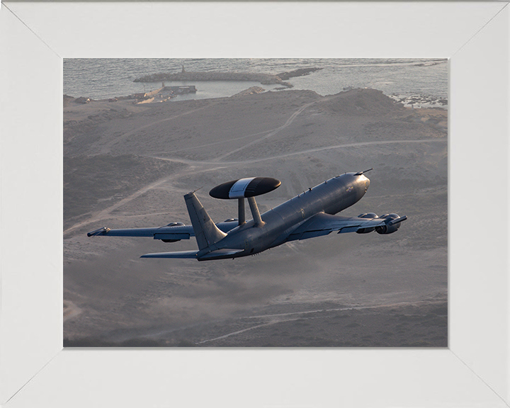 RAF Boeing E-3D Sentry AWACS Photo Print Royal Air Force Aircraft Wall Art Aviation Decor Poster Posters, Prints, & Visual Artwork Hampshire Prints 10 x 8 White Frame No
