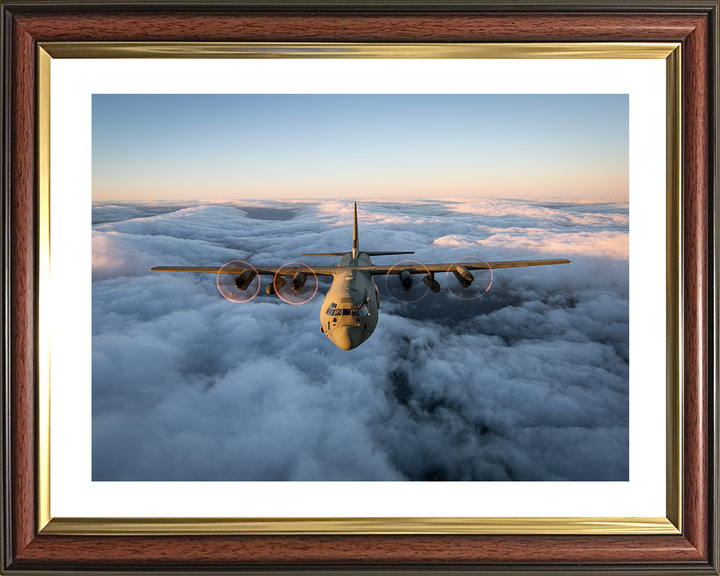 RAF C130J Hercules Flying above the Clouds 2018 Royal Air Force Aircraft Photo Print Wall Art Aviation Decor UK Posters, Prints, & Visual Artwork Hampshire Prints 10 x 8 Classic Frame Yes