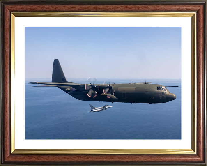RAF C130J Hercules With Typhoon Jet 2023 Royal Air Force Aircraft Photo Print Wall Art Aviation Decor UK Posters, Prints, & Visual Artwork Hampshire Prints 10 x 8 Classic Frame Yes