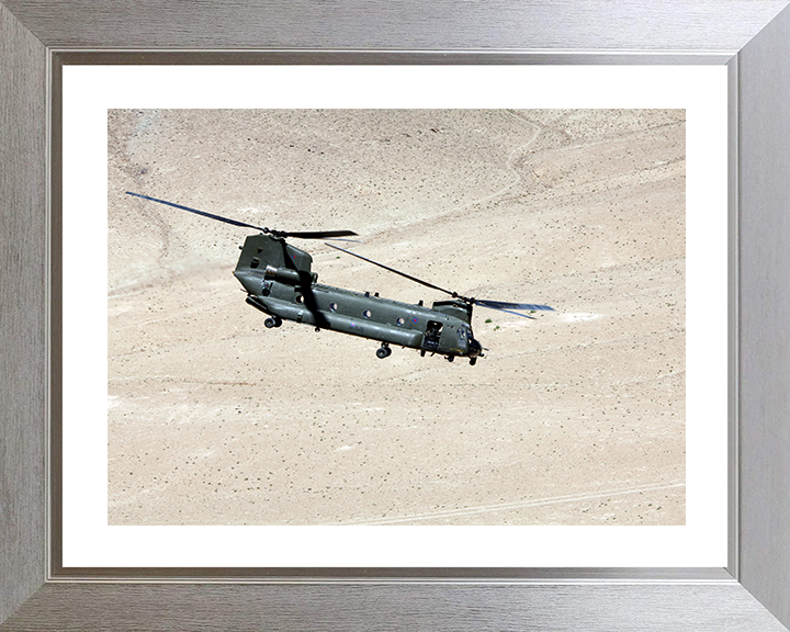 RAF Chinook Helicopter Afghanistan Photo Print Royal Air Force Aircraft Wall Art Aviation Decor Posters, Prints, & Visual Artwork Hampshire Prints 10 x 8 Silver Frame Yes