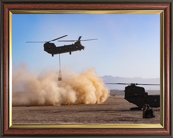 RAF Chinook helicopter carrying an underslung load Photo Print Royal Air Force Aircraft Wall Art Aviation Decor Posters, Prints, & Visual Artwork Hampshire Prints 10 x 8 Classic Frame No