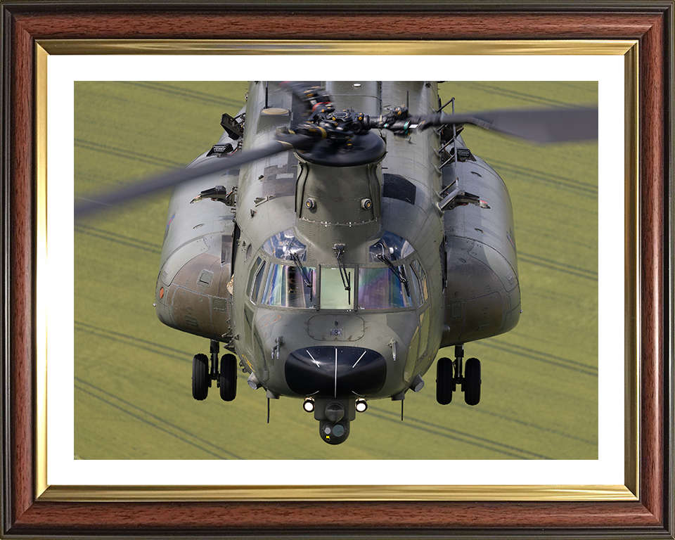 RAF Chinook Helicopter closeup Photo Print Royal Air Force Aircraft Wall Art Aviation Decor Posters, Prints, & Visual Artwork Hampshire Prints 10 x 8 Classic Frame Yes