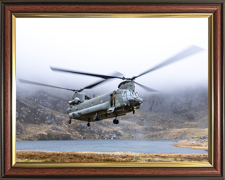 RAF Chinook Helicopter Over Snowdonia Photo Print Royal Air Force Aircraft Wall Art Aviation Decor Posters, Prints, & Visual Artwork Hampshire Prints 10 x 8 Classic Frame No