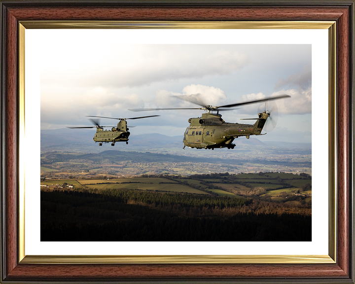 RAF Chinook and Puma HC Mk2 Helicopters Photo Print Royal Air Force Aircraft Wall Art Aviation Decor Posters, Prints, & Visual Artwork Hampshire Prints 10 x 8 Classic Frame Yes