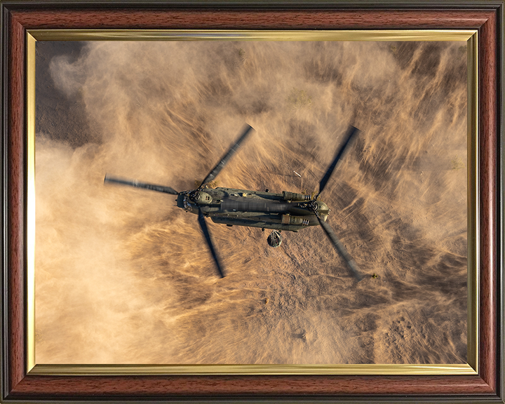 RAF Chinook helicopter Over the Desert Photo Print Royal Air Force Aircraft Wall Art Aviation Decor Posters, Prints, & Visual Artwork Hampshire Prints 10 x 8 Classic Frame No