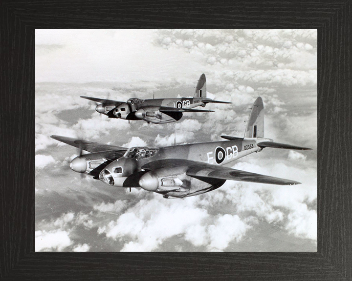 RAF De Havilland Mosquito B Mk IVs Photo Print Royal Air Force Aircraft Wall Art Aviation Decor Posters, Prints, & Visual Artwork Hampshire Prints 10 x 8 Black Frame No