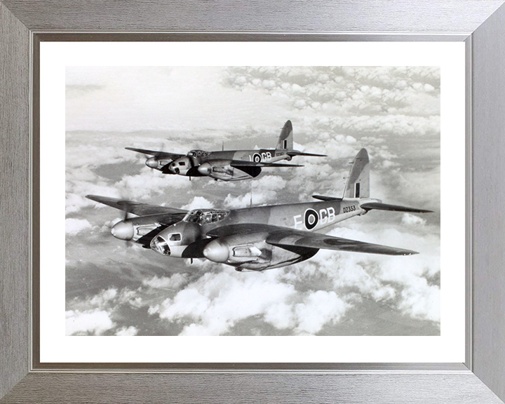RAF De Havilland Mosquito B Mk IVs Photo Print Royal Air Force Aircraft Wall Art Aviation Decor Posters, Prints, & Visual Artwork Hampshire Prints 10 x 8 Silver Frame Yes