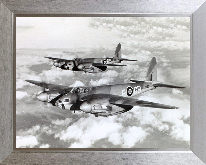 RAF De Havilland Mosquito B Mk IVs Photo Print Royal Air Force Aircraft Wall Art Aviation Decor Posters, Prints, & Visual Artwork Hampshire Prints 10 x 8 Silver Frame No